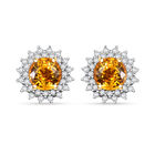 AAA Gelber Saphir, Weiße Diamant Ohrringe, 585 Gold, ca. 2.14 ct