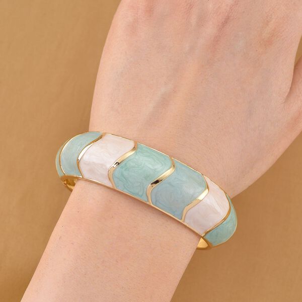 Emaille-Armreif, geometrisches Design, ca. 18 cm, Blau image number 2