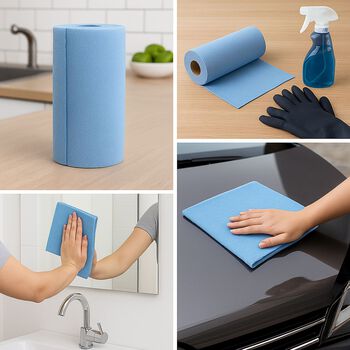 Wiederverwendbare Abrei&szlig;-Mikrofaser Reinigungstuchrolle, 30 T&uuml;cher/Rolle, hellblau