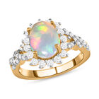 Natürlicher, äthiopischer Opal und weißer Zirkon-Ring, 925 Silber Gelbgold Vermeil  ca. 1,87 ct image number 3