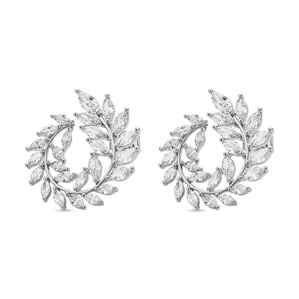 Weiße Zirkonia Ohrringe, Nickelfreies Messing image number 4