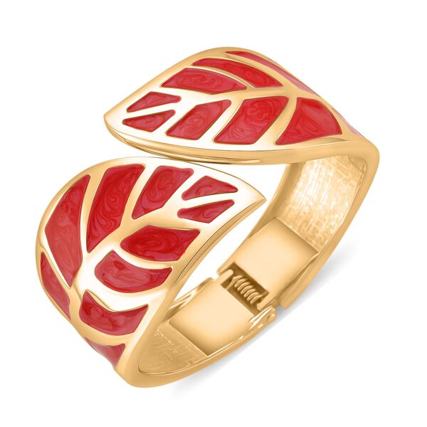 Emaille-Armband in Fuchsia mit Blattmuster, ca. 17 cm image number 4