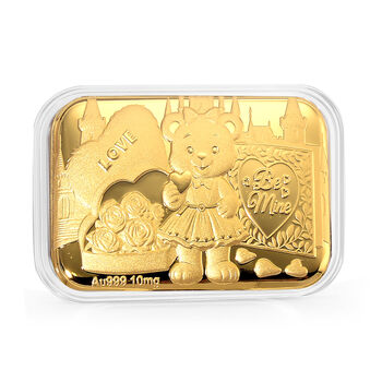 EXKLUSIVES GESCHENK - 999er Goldfolie, b&auml;r mit rosen, 10mg