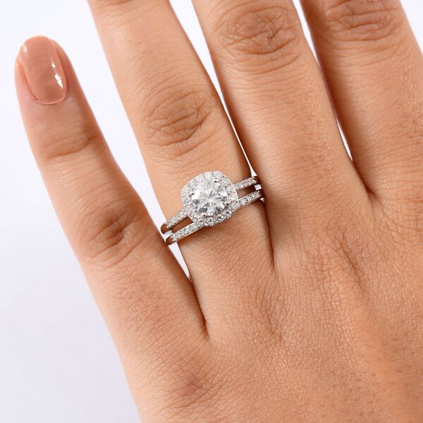 LUXURIANT 2er-Set SI Labor Diamant Ringe, 925 Silber rhodiniert - 1,50 ct. image number 2