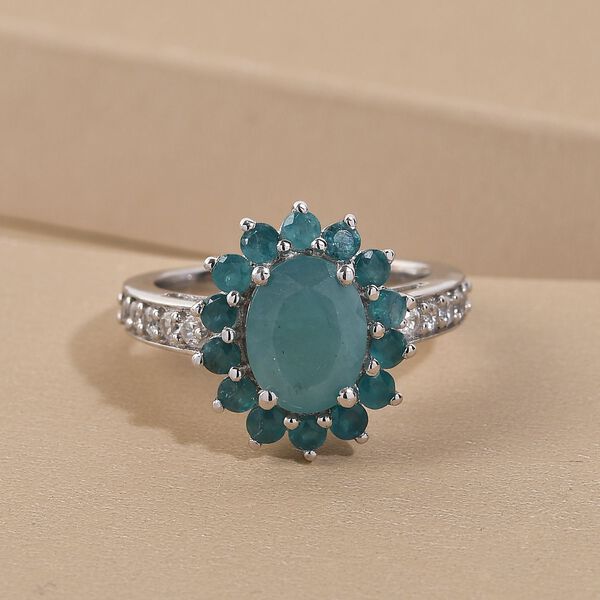 AA Grandidierit und Zirkon Halo Ring in Silber image number 2