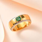 AAA Smaragd Ring, 925 Silber Gelbgold Vermeil, (Größe 21.00) ca. 0.45 ct image number 1