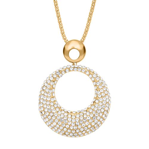 Weiße Kristall-Halskette in Goldton, 73,75 cm - 5 ct. image number 0