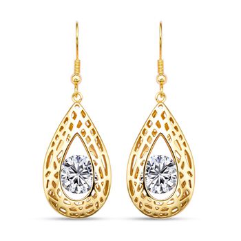 Wei&szlig;e Kristall-Ohrringe, Edelstahl Goldfarben