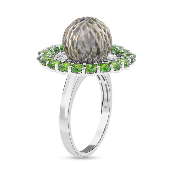 Tahiti Perle (10-15 mm), Natürlicher Chromdiopsid Ring 925 Silber rhodiniert (Größe 20.00) image number 5