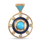 Natürlicher Sleeping Beauty Türkis und Zirkon Anhänger 925 Silber vergoldet ca. 1,16 ct