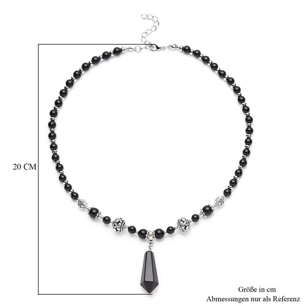 Schwarze Glasachat Halskette, ca. 45 cm, silberfarben ca. 101.00 ct image number 4