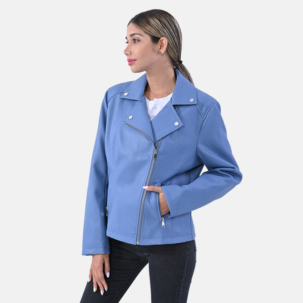 LA MAREY - Jacke aus Kunstleder, Gr&ouml;&szlig;e M, Blau image number 3