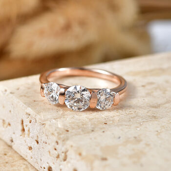 D'Joy Moissanit Ring 925 Silber 750 Ros&eacute;vergoldet (Gr&ouml;&szlig;e 20.00) ca. 1,80 ct