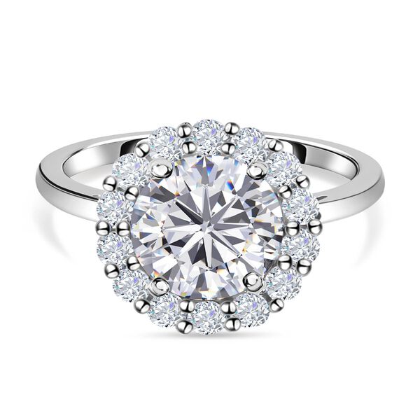 Lustro Stella - wei&szlig;er Zirkonia-Ring, 925 Silber platiniert (Gr&ouml;&szlig;e 16.00) ca. 4.36 ct