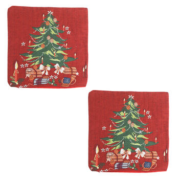 2er-Set Jacquard gewebte Kissenbez&uuml;ge, Weihnachtsbaum, Gr&ouml;&szlig;e 45,7x45,7 cm