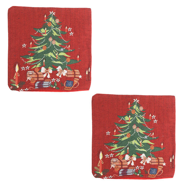 2er-Set Jacquard gewebte Kissenbez&uuml;ge, Weihnachtsbaum, Gr&ouml;&szlig;e 45,7x45,7 cm&nbsp;