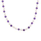 Afrikanischer Amethyst, Weiße Muschelkernperle Halskette ca. 45 cm+ 5 cm Extender, Standard gelb vergoldet