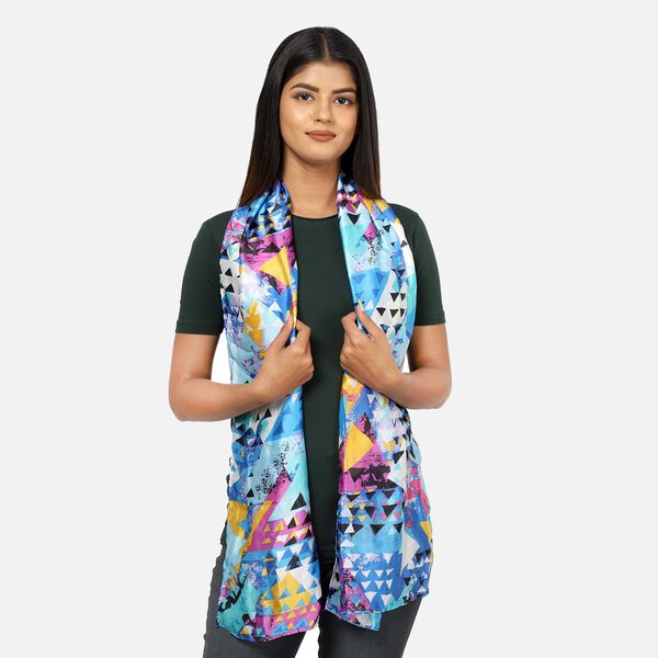 100% nat&uuml;rlicher Seiden Schal, 165x50 cm, Blau und Mehrfarbig image number 2