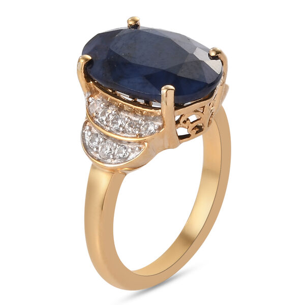 Verbreitet blauer Saphir und Zirkon Ring 925 Silber vergoldet  ca. 7,35 ct image number 5