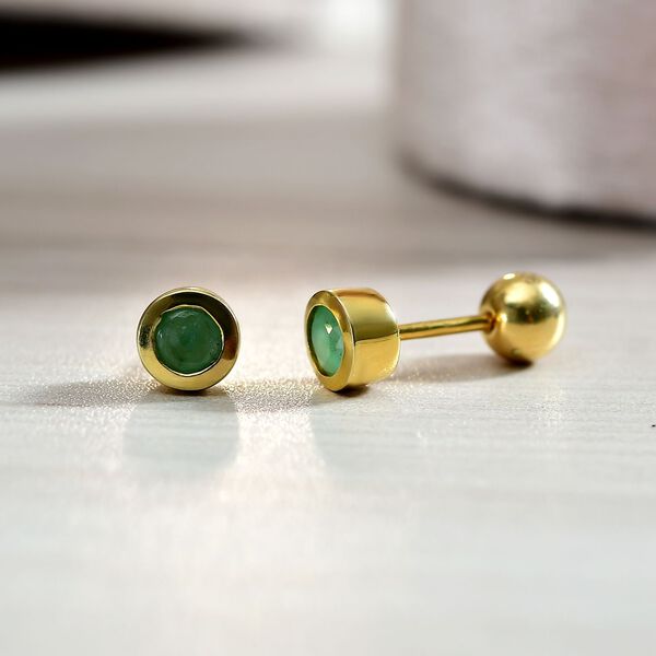 Kagem sambische Smaragd Ohrringe, 925 Silber 750 Gelbgold Vermeil - 0,51 ct. image number 1