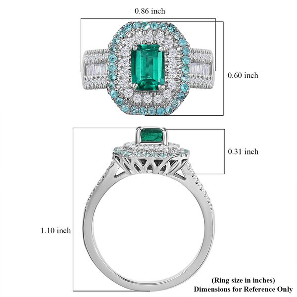 RHAPSODY zertifiziert und gepr&uuml;ft AAAA Kagem sambischer Smaragd, Paraiba Turmalin und Diamant Ring in 950 Platin - 2 ct. image number 5