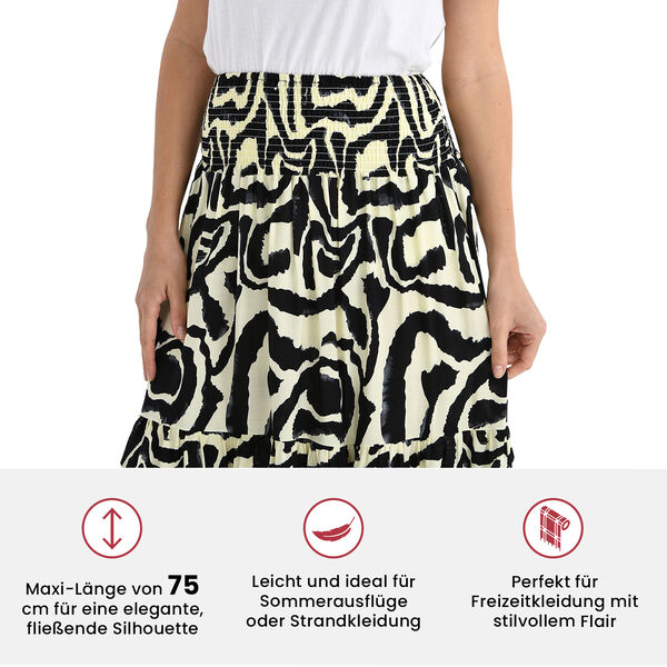 Maxirock mit Tier- und Blumenmuster, elastischer Bund, L&auml;nge 75 cm, Mehrfarbig image number 4