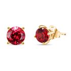 D’joy Synthetischer Padparadscha-Saphir Ohrringe 925 Silber 750 Gelb Vergoldet ca. 3,53 ct.