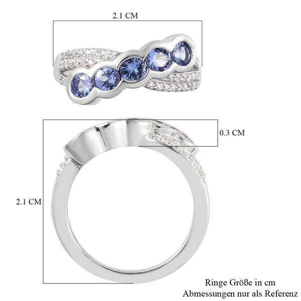 Tansanit und Zirkon Ring 925 Silber platiniert  ca. 1,12 ct image number 7