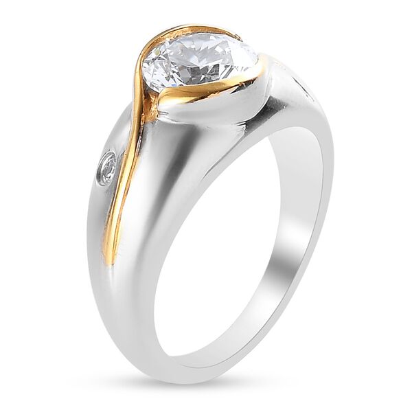 LUSTRO STELLA Hergestellt mit ZIRKONIA Solit&auml;r-Ring 925 Silber zweifarbige &Uuml;berzug image number 5