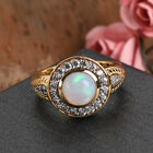 Natürlicher Äthiopischer Opal und Zirkon Ring 925 Silber 585 Vergoldet image number 1