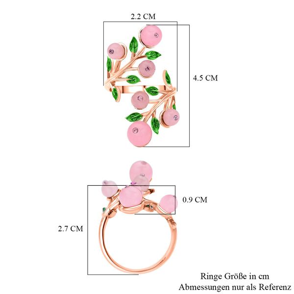 Rosenquarz und rosa Kristall-Ring, reines Messing (Größe 16.50) image number 7