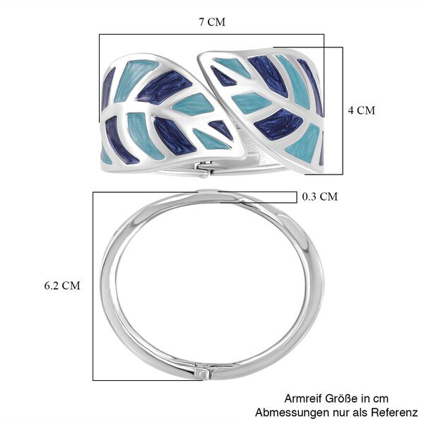 Abstrakter-Blattdesign-Armreif, Emailliert, blau und türkis image number 5