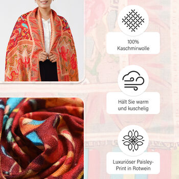 LA MAREY Schal aus 100% Premium-Kaschmir mit Digitaldruck, 70x200 cm, Paisley