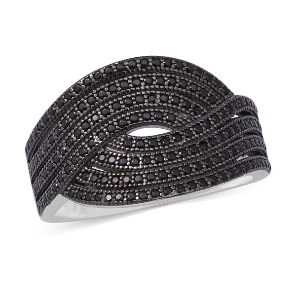 Schwarzer Spinell Ring 925 Silber rhodiniert  ca. 1,16 ct
