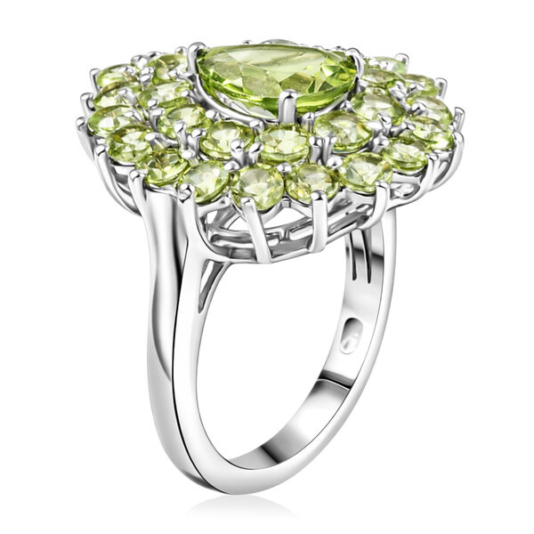 Nat&uuml;rlicher Peridot Ring 925 Silber platiniert  ca. 4,61 ct image number 6