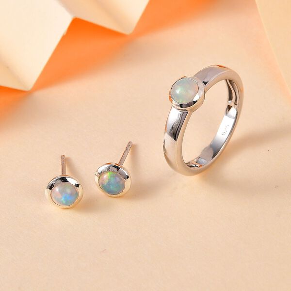 AA natürliches, äthiopisches Welo Opal-Schmuckset, 925 Silber rhodiniert - 1,02 ct. image number 2