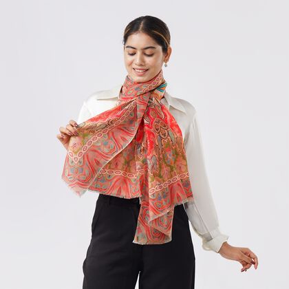 Schal aus 100 % Premium-Kaschmir mit Digitaldruck, 70 x 200 cm, Paisley