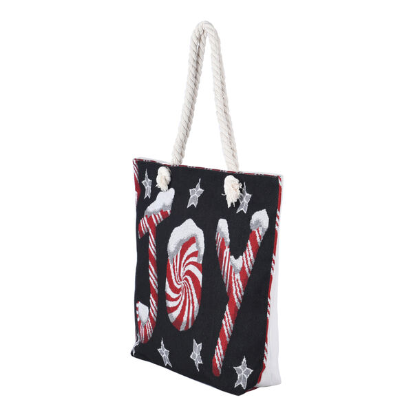 Jute Handtasche mit Weihnachtsmotiv, Gr&ouml;&szlig;e 42x34x9x37 cm, Schwarz image number 5