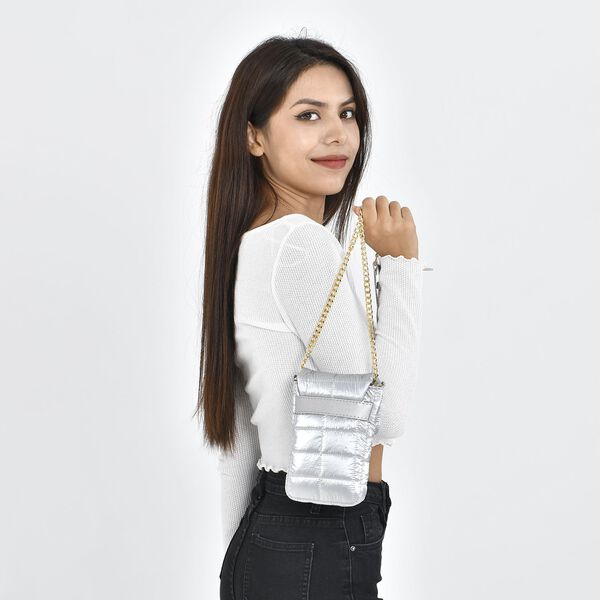 Gesteppte Puffy Crossbody Tasche mit RFID Schutz, silber image number 3