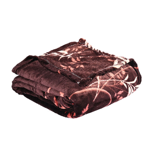 " Livmore  Printed flannel blanket 155 gms Size-150x220 cms Color-Coffee and White" image number 3
