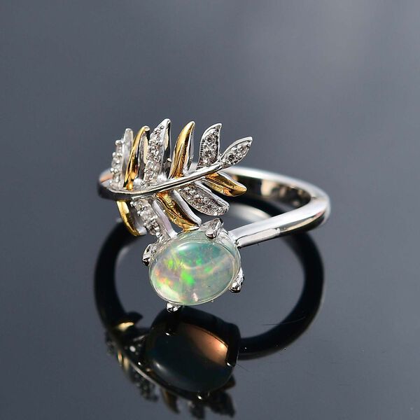 AA Nat&uuml;rlicher, &auml;thiopischer Welo Opal und Zirkon Ring - 0,97 ct. image number 3