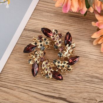 Mehrfarbiger Kristall Brosche  Gelb