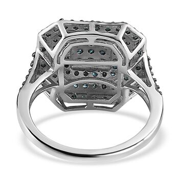 Blauer Diamant-Ring, 925 Silber platiniert (Gr&ouml;&szlig;e 20.00) ca. 1.00 ct