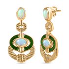 AA Natürlicher, äthiopischer Welo Opal Ohrringe 925 Silber 750 Gelbgold Vermeil ca. 1,01 ct.