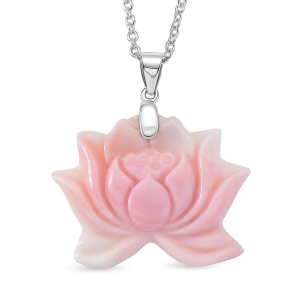 D'Joy Nat&uuml;rlicher Rosa K&ouml;nigsmuschel Perle Schmuckset ca. 50 cm 925 Silber rhodiniert image number 0