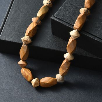 Erdnuss Holz Jaspis Halskette ca. 45 cm Nickelfreies Messing platiniert ca. 220.00 ct