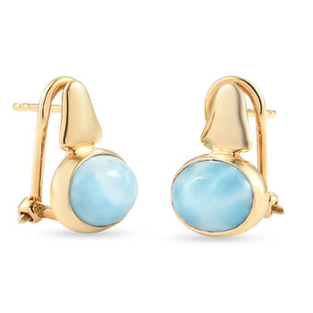 Larimar Ohrringe 925 Silber vergoldet ca. 4,38 ct