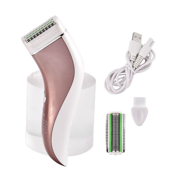 Wasserdichter und elektrischer Damenrasierer mit Ersatzklingen und USB-Ladekabel