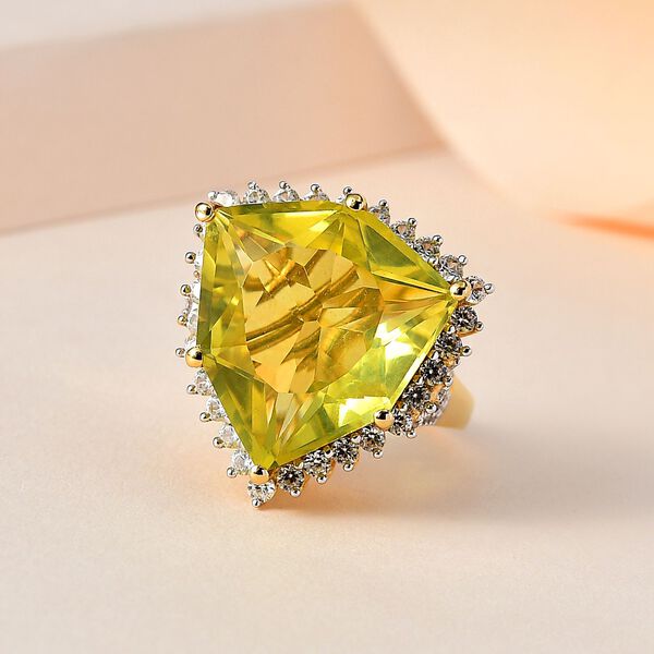 AA Ouro Verde Quarz und Zirkon Ring - 19,86 ct. image number 2