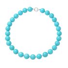 Türkisfarbene Muschelkernperlen-Halskette, ca. 50 cm, 925 Silber rhodiniert